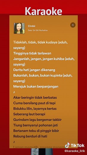 cindai by dato' siti nurhaliza karaoke with backing vokal and lyrics #karaoke_lirik #cindai #sitinurhaliza #karaoke #fypp #liriklagu #melayu