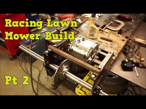 Racing Mower Build Part2, mounting the transmission and frame reinforcement