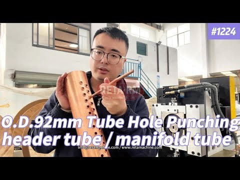 OD92.0mm header Tube Hole punching and extrude for manifold tube processing