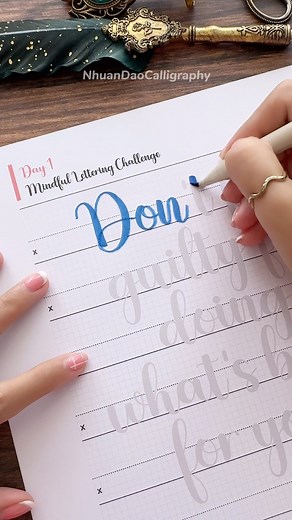 Nhuan Dao✨Calligraphy & Lettering❤️ on Instagram: "Want to Learn Brush Lettering in Just 21 days? Start from the basics Simple, step-by-step guide Beginner-friendly workbook, easy to follow. Trusted by over 1,000+ students Perfect to relax and try a new hobby Just comment “21days” & I will send detail via DM . . . #Tutorial #WorkbookCalligraphy #NhuanDaoCalligraphy #Calligraphy #BrushLettering #ModernCalligraphy #HandLettering #Lettering #Handwriting #LetteringTutorial #Handmade #DIY #artreels #