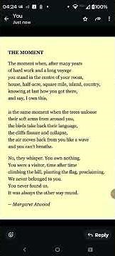 The Moment - Margaret Atwood - 22 November 2025 #poetry #poem