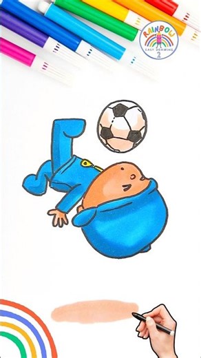 Pocoyó Drawing | Draw Pocoyo Playing Football Easy Drawing 🌈⚽️ #pocoyo #drawing #football