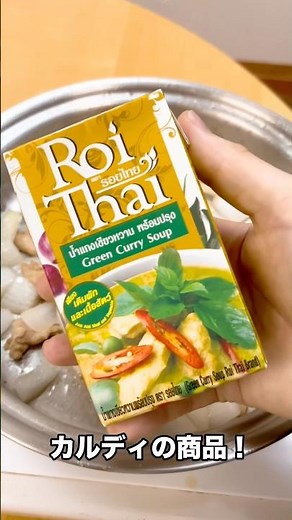 カルディの商品を使ってグリーンカレーを作りました！辛くて美味しかったです！#グリーンカレー #カレー #野菜 #ナス #鶏肉