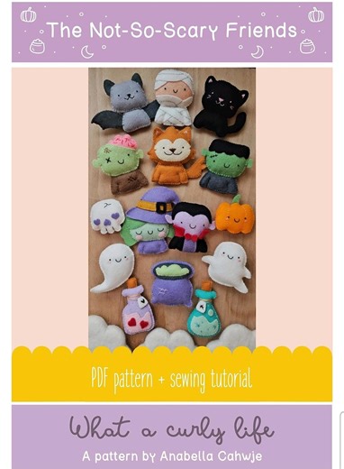 Easy 15 Halloween Felt Ornaments Pattern PDF – Witch, Ghost, Pumpkin, Bat | Hand Sewing Pattern for Beginners - Etsy