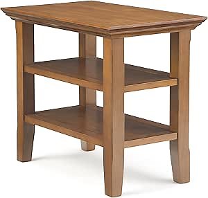 SIMPLIHOME Acadian 14-inch Wide Solid Wood Narrow End Table in Light Golden Brown, Transitional-Style Side Table for Living Room, Bedroom, or Family Room with 2 Open Shelves