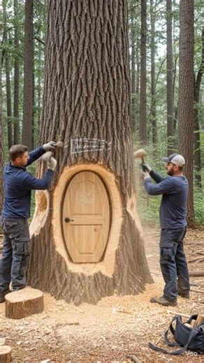 Turning a Giant Tree Into a Magical Hidden Entrance 🪵✨