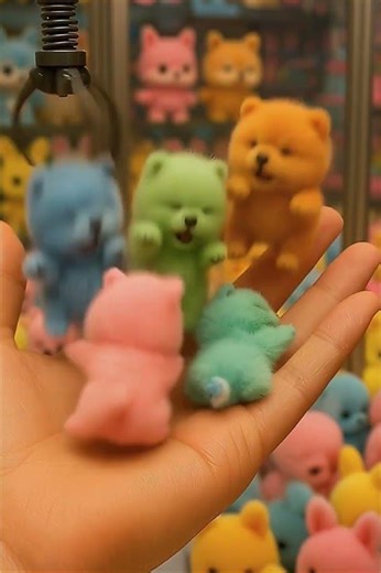 Tiny Rainbow Bears in My Hand 🧸🌈 They Just Keep Falling Over! 😂💖 #shorts #cute #wow