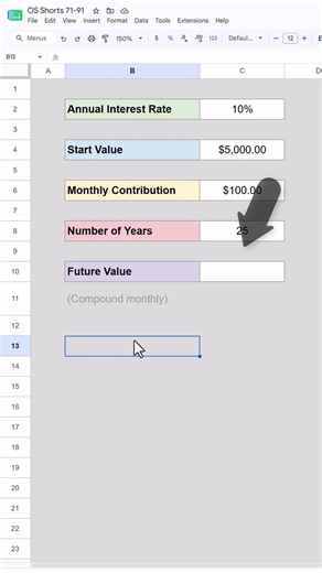 Calculate the Future Value in Google Sheets
