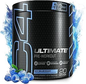 Cellucor C4 Ultimate Pre Workout Powder ICY Blue Razz - Sugar Free Preworkout Energy Supplement for Men & Women - 300mg Caffeine + 3.2g Beta Alanine + 2 Patented Creatines - 20 Servings