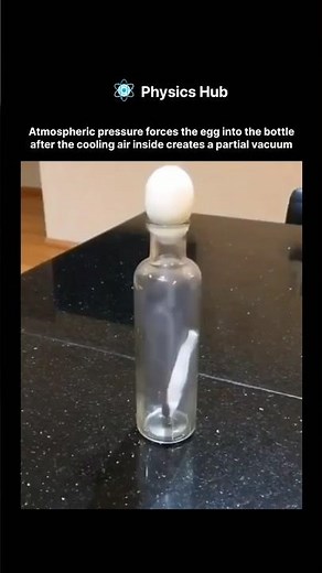 Egg gets pulled into the bottle due to air pressure.#PhysicsExperiment #AirPressure #ScienceFacts