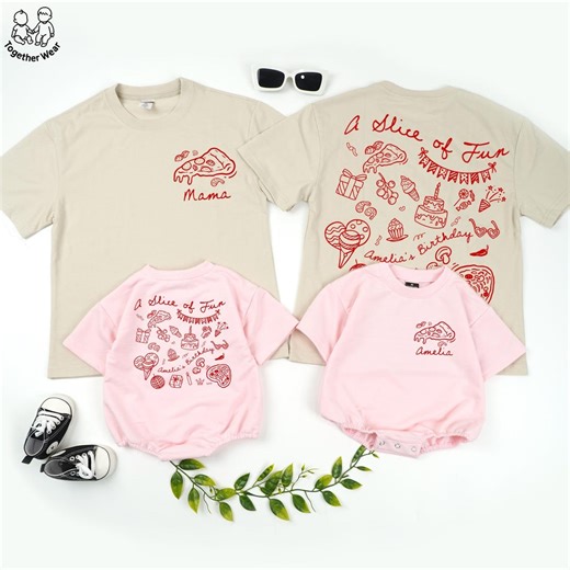 Personalized Pizza Party Birthday Matching Shirts, A Slice of Fun, Pizzeria Party Family Matching Outfit, Pizza Theme Party Shirts