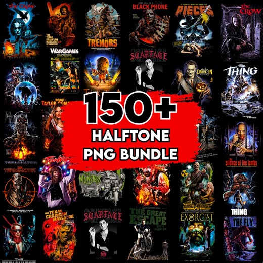 150  Halftone Movie Png Bundle, Halftone Movie Designs Png, Trendy Movie Png, Tv Shows Png, Popular Shows Png, Digital Png, Retro Movie Png - Etsy