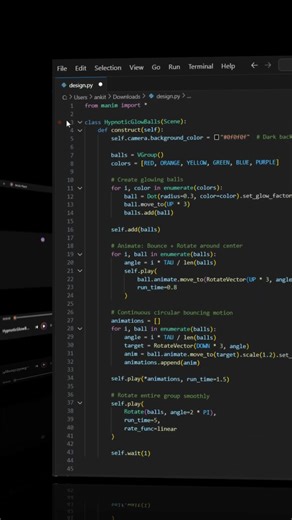 PYTHON BOUNCE BALL ANIMATION BEGGINERS #coding #freestyle #chatgpt #grok #programminglanguage