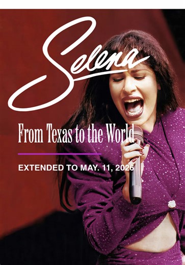 We're thrilled to share 'Selena: From Texas To The World’ will be available until May 11, 2026 at the Grammy Museum! 💜 Come experience and see some of Selena’s, the Queen of Tejano, legendary stage outfits, including one of the most iconic, the purple jumpsuit from her performance at the 1995 Houston Astrodome (on display beginning March 18 and replacing Selena’s white gown she wore to the Grammys), plus more. Please note, on Sunday March 15, the Museum and Mike Curb Cafe will open at 12:00 p.m