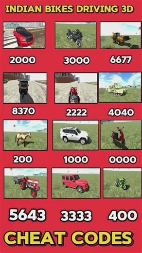 Indian Bikes Driving 3D || All NEW CHEATS CODES #shorts #short