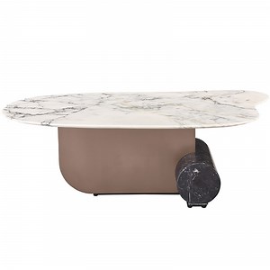 [Hot Item] Elegant Golden Accent Tea Table with Stunning Marble Top