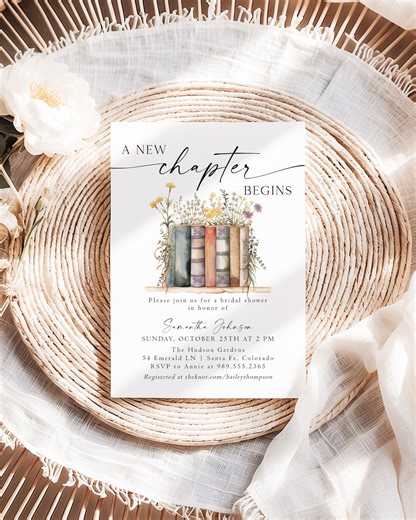 A New Chapter Bridal Shower Invitation Her Next Chapter Begins Wedding Shower Invite Wildflower Story Book Theme Printed & Shipped NC - Etsy