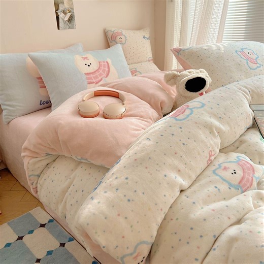 Cute Bear Print Bedding Set Pastel Duvet for Kids and Teens Bedroom - Etsy