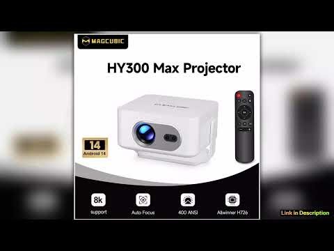 Magcubic Auto Focus Android 14 4K Projector 400ANSI 8K Native 720P HY300 Max With Wifi6 BT54 Allwin