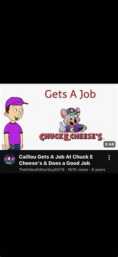 Caillou's New Job Adventure at Chuck E. Cheese’s
