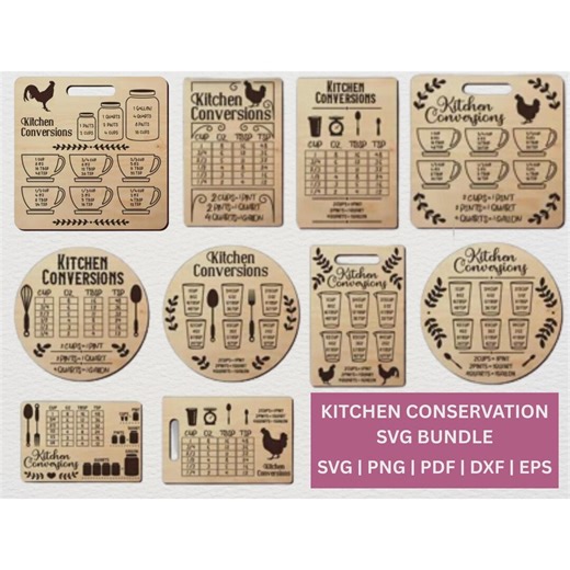 Kitchen Conversion Chart SVG Bundle: Cooking Measurements Digital Download - Etsy