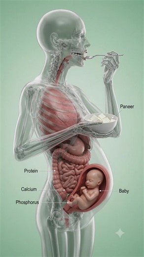 🧀 What Happens to Your Baby When Mom Eats Paneer? 👶✨ Watch how protein, calcium, and phosphorus from paneer travel through the mother’s body to support the growing baby in this medical-style educational animation. 🤍👶 💬 What food should I explain next? Comment below #pregnancy #paneer #pregnancynutrition #healthypregnancy #babydevelopment