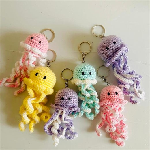 Crochet Jellyfish Keychain Pattern, Amigurumi Sea Animal (PDF Pattern, English Only) - Etsy UK