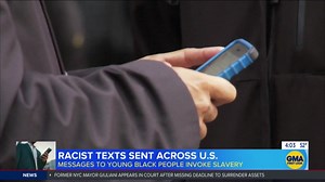 RACIST TEXT MESSAGE MYSTERY: People across more than a dozen states are receiving disturbing text messages claiming they’ve been “selected” to work on a plantation. The messages, sent from free phone number apps, have sparked outrage and a law enforcement investigation. ABC’s Andrea Fujii reports. | World News Now