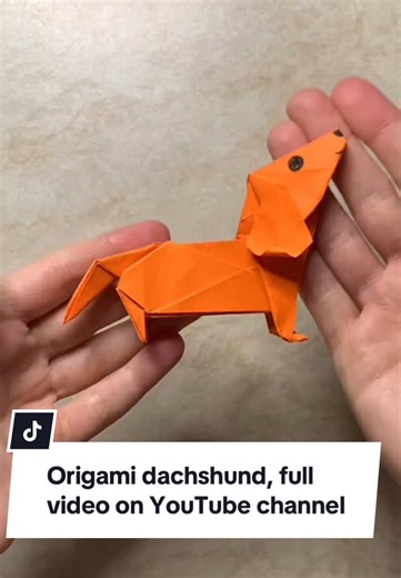 Origami dachshund, full video on YouTube channel, link in profile #paper #origami #papertoy #dachshund