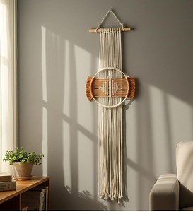 Modern Boho Macrame Wall Hanging With Hoop Detail, Handmade Cotton Wall Decor, Minimalist Natural Macrame - Etsy