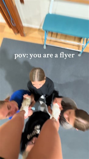 The flyers pov!!! 🧡💙🤍 we are so excited for tomorrow! Last run through complete ✅ #cheerleading #UKCA #foryoupage #viral #edenvallycheer