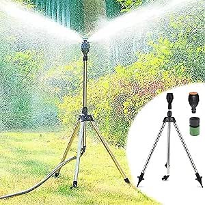 Rotating Tripod Sprinkler, Rotating Tripod Sprinkler 360, 360 Degree Rotating Tripod Sprinkler Large Coverage, Rotating Tripod Sprinkler for Lawn Garden Yard
