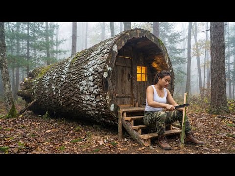 Forest Survival Challenge – Building a Shelter from Scratch