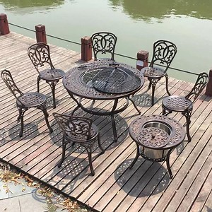 [Hot Item] Patio Furniture Wrought Iron Table and Chairs Cast Iron Table and Chair Dining Set Cast Aluminum Garden Patio Furniture