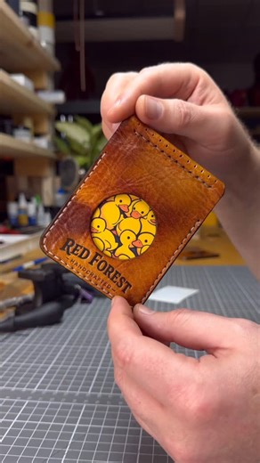 RED FOREST on Instagram: "DuckHolder :) #leathercraft #asmr #tools #diy #leatherproduct #wallet #handmade #buck #cardholder"