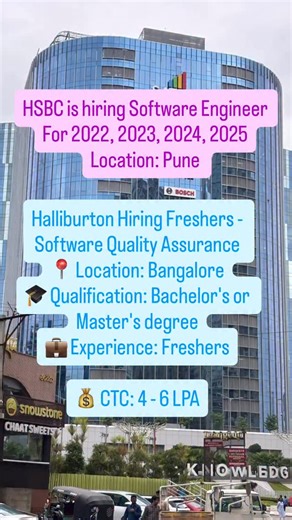 Helping for your job on Instagram: "Halliburton Hiring Freshers - Software Quality Assurance  Location: Bangalore  Qualification: Bachelor’s or Master’s degree  Experience: Freshers  CTC: 4 - 6 LPA"