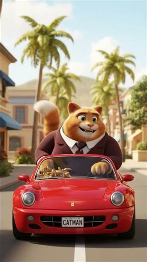 This Rich Muscle Cat Drives a Supercar! #3DAnimation #PixarStyle #FunnyCat #CatVideo
