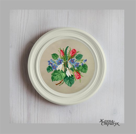 Flower Bouquet Cross Stitch Pattern, Spring Floral Berlin Woolwork X Stitch PDF - Etsy