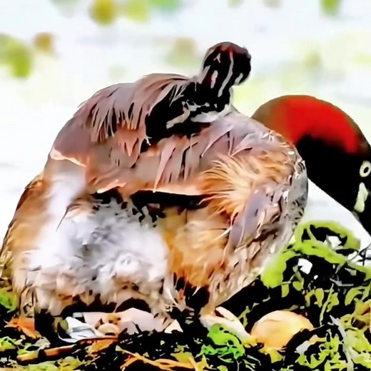 Male Mallard Duck Preening in Nature