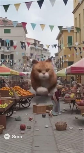 巨型加菲猫横扫城市！你敢相信这是假的？ #shorts #sora2 #SoraAI #cattrainingtips #catvideos