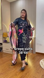 5.3K views · 25 reactions | Booking numbers 9065125000,9266644485 Pure crepe 3 pc suit set with all hand work with pure shantoon pants with digital print dupatta with tassels 38-44,book now For more information & queries,Follow our Instagram page﫶 Our instagram page link https://www.instagram.com/aarfacreations?igsh=MXEwb3dwajczNW96OA== #aarfakurti #clothing #fashion #premium #article #buy #now | Aarfa Creations | Facebook
