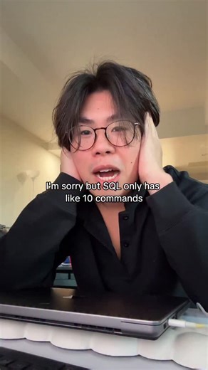 Aaron / learn how to code / be a swe on Instagram: "SQL only has like 10 cmds"