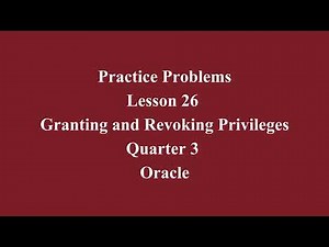 Granting and Revoking Privileges| Q3 Oracle L26 P1 | SMILE ROAD