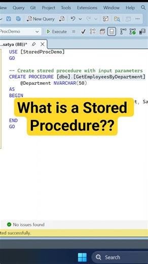 Stored Procedure in SQL Server Explained in 30 Seconds (Hindi)