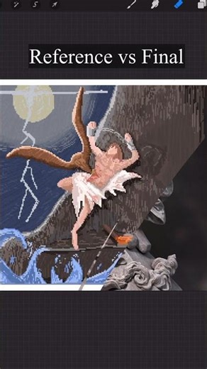 Reference vs Final #art #artprocess #pixelart #digitalart #mythology #prometheus #fantasy