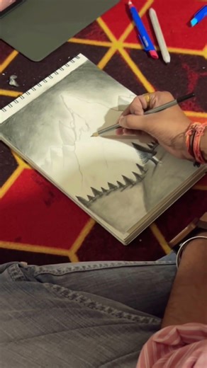Just Looking into the Deep Mountain Structure and Sketching it Creatively #shorts #shortsfeed #art