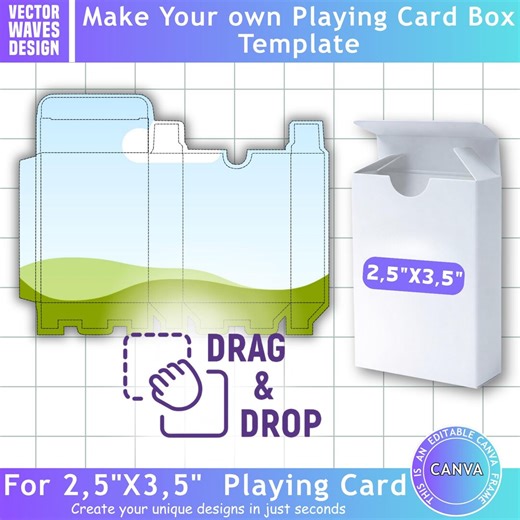 Playing Card Box Editable Canva Template, Sublimation Blank Poker Card Box Template, Easy Drag and Drop, DIY Printable, Canva Frames Bundle - Etsy