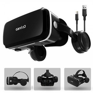 نظارات VR بوكس Pro سلكية مع كابل Lightning - نظارات غامرة مع عرض بانورامي بزاوية 360° - سماعات سلكية مدمجة من كاردو