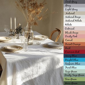 European Natural Linen Tablecloth, Stone Washed Table Cover, Custom Size Table Linen, Large Width, Extra Large, Farmhouse Rustic Style - Etsy