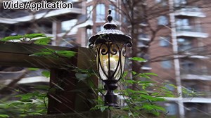 Outdoor Post Light Fixture with Pier Mount, 24 Inch High Vintage Post Lamp for Yard, Antique Bronze Exterior Waterproof Pole Lantern with Seeded Glass Shade, Aluminum, LM0519-M
